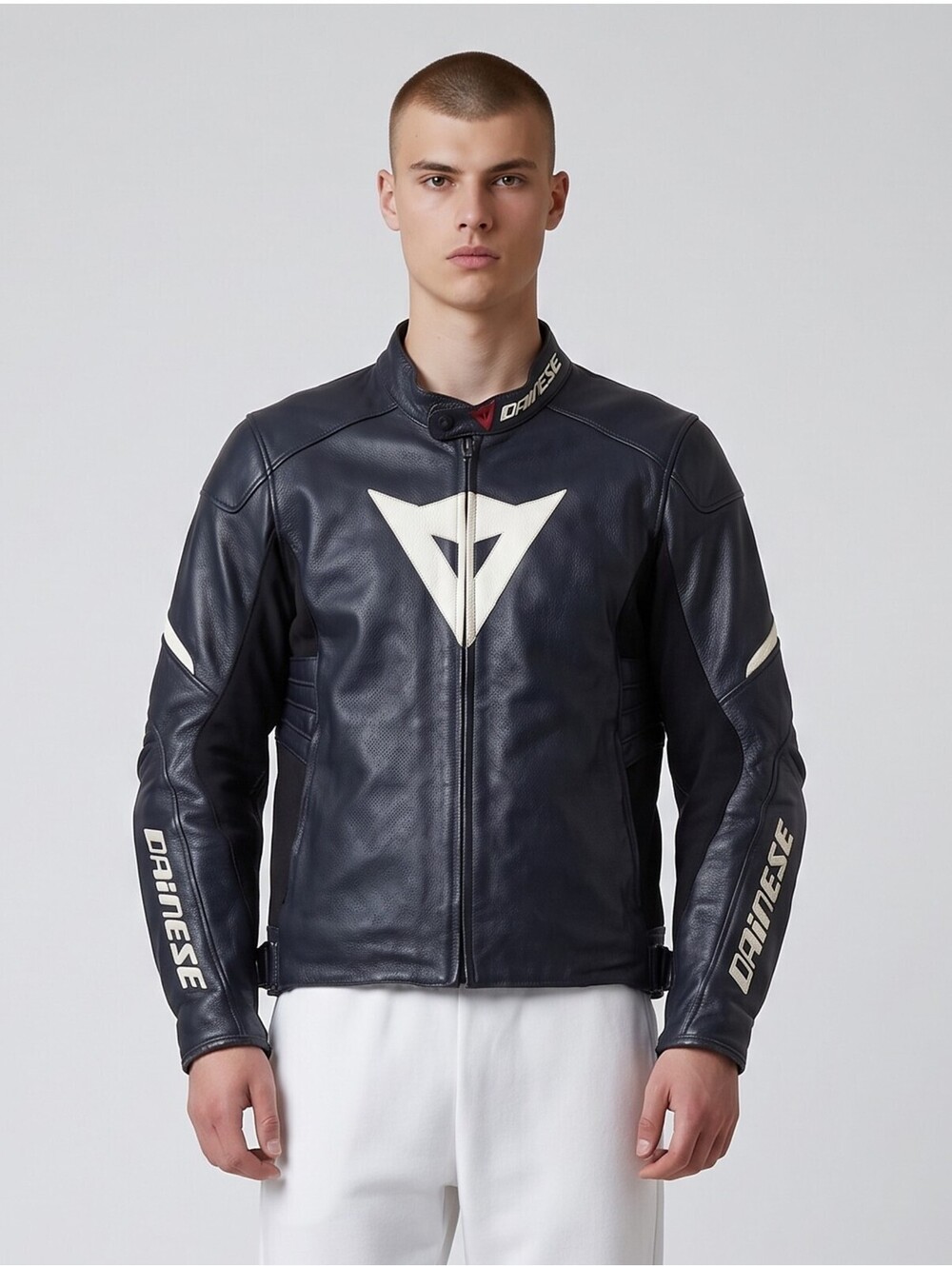 Dainese Motorcycle Riding Jacket With Armor Men's Size 56 XL Black Leather VGC